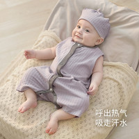 巴厘小猪宝宝夏装男宝无袖薄款本草棉连体衣女宝夏季背心哈衣纯棉婴儿衣服