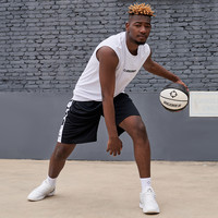 准者运动针织短裤2025男篮球五分裤透气训练野球投篮球裤 纯白色/彩蓝Z118211602 2XL