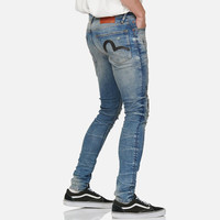 EVISU男士潮流满地标语海鸥印花修身剪裁牛仔裤2ESOSM1JE129SL 牛仔蓝 31