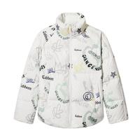 卡宾男装 90鸭绒羽绒服2024秋冬涂鸦满印宽松外套保暖潮流H 米白色12 M /170/48