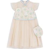 【旗袍盘扣领配国风小包】女童春秋装连衣裙儿童汉服公主裙