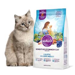 自然光环 HALO 美国进口纯鲜肉海鲜味防软便防呕吐成猫粮 海鲜味10/4.5kg ·~