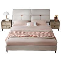 QuanU 全友 105226-BYC 简约卧室布床 米白 1.8m床 框架款