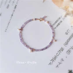 花饰庄园 梦幻紫水晶珍珠细手链脚链女创意闺蜜 净手围15cm 按净手围拍即可