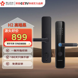 鼎山科技 DINSTECH 智能锁一握开指纹锁家用防盗门通用型密码锁电子简约 H2 高端黑