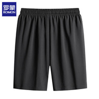 罗蒙（ROMON）冰丝短裤男士夏季外穿休闲跑步速干沙滩大裤衩 黑色 6XL