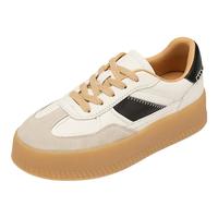 73Hours女鞋出游日2025春季系带拼色平底圆头德训鞋 白黑 39