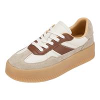 73Hours女鞋出游日2025春季系带拼色平底圆头德训鞋 米杏 35