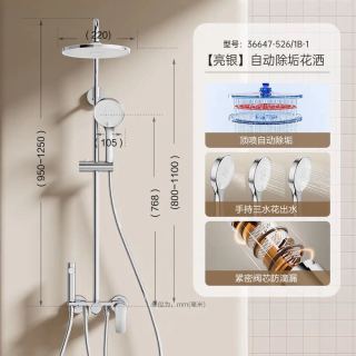 九牧 花洒淋雨套装 淋浴喷头全自动自洁除垢 36647 经典亮银