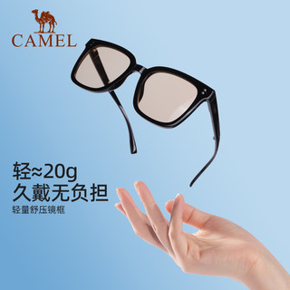 CAMEL骆驼折叠墨镜户外太阳镜女时尚轻便防紫外线偏光镜开车遮阳镜男 亮黑框灰片，134BP20680