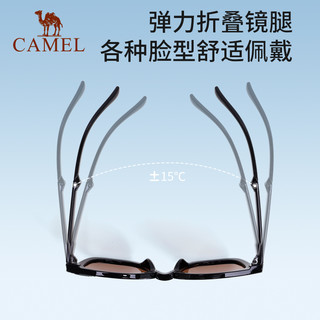 CAMEL骆驼折叠墨镜户外太阳镜女时尚轻便防紫外线偏光镜开车遮阳镜男 亮黑框灰片，134BP20680