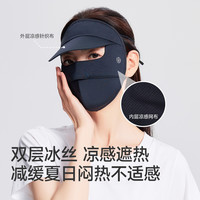 台湾UV100防晒面罩男女防紫外线夏全脸透气帽檐立体遮阳口罩25509 深邃蓝-遮蔽率99.67%