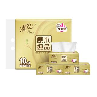 清风 抽纸 丝柔4层90抽*12包S码 卫生纸巾 餐巾纸纸抽 单提