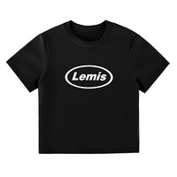 LEMANISMlemanism短袖女美式短款正肩T恤男女夏季修身显瘦半袖短t内搭体恤 黑色 短款 L
