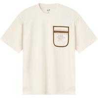 Gap男女装2024初秋拼接logo纯棉短袖T恤圆领宽松上衣637571 蓝色 175/96A(L) 亚洲尺码