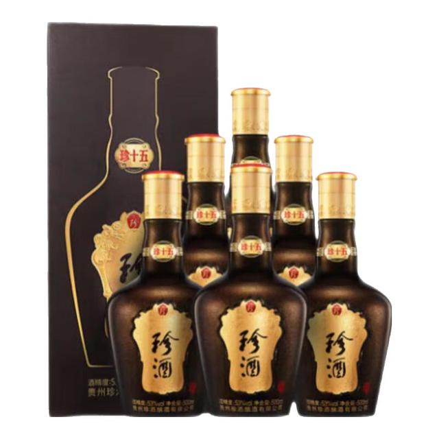 今日必买：珍酒 珍十五 53%vol 酱香型白酒 500ml*6瓶