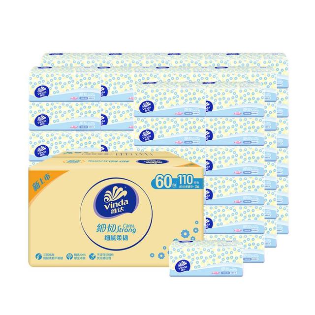 移动端、京东百亿补贴：维达 细韧系列 抽纸 3层110抽60包(127*180mm)
