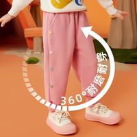 女童裤子秋摇粒绒儿童跑步运动裤束脚裤长裤小童花朵卫裤