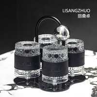 家用水杯轻奢套装玻璃喝水杯高颜值茶杯收纳套装ins简约创意杯架 JTH拱门形4杯架(奶油色)+4个奶白色杯