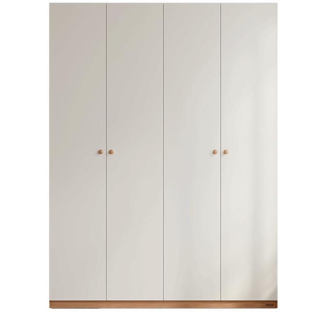 移动端、京东百亿补贴：全友 家居原木奶油风衣柜家用小户型卧室收纳储物组合129933 四门衣柜