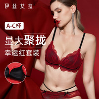 伊丝艾拉无钢圈内衣女小胸聚拢薄款法式性感白色蕾丝三角杯文胸