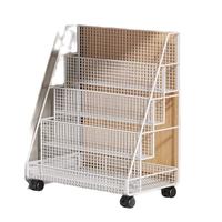 霓峰桌下书架收纳置物架落地书桌旁绘本简易铁艺移动带轮多层家用 三层白色【落地款】不带轮