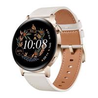 华为 HUAWEI WATCH GT3 雅致款 4G智能手表 42mm 浅金色不锈钢表壳 白色真皮表带 (GPS、血氧)