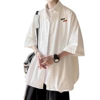 OEMG 重磅短袖衬衫男夏季薄款日系七分半袖潮牌宽松休闲衬衣外套 DXC371  [建议105-120斤]