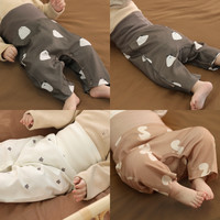 婴儿高腰裤春秋保暖护肚秋裤家居裤睡裤长裤可开裆大pp裤宝宝裤子 小蛇饼干