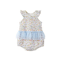 迷你巴拉巴拉背心连体衣男女童宝宝亲肤透气外出哈衣爬服【纯棉】 蓝白色调【棉感透气】 66cm 3-6个月