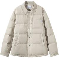 GXG男装 【衬衫式】满印老花轻薄羽绒服男士保暖外套 24冬季 浅卡其 175/L