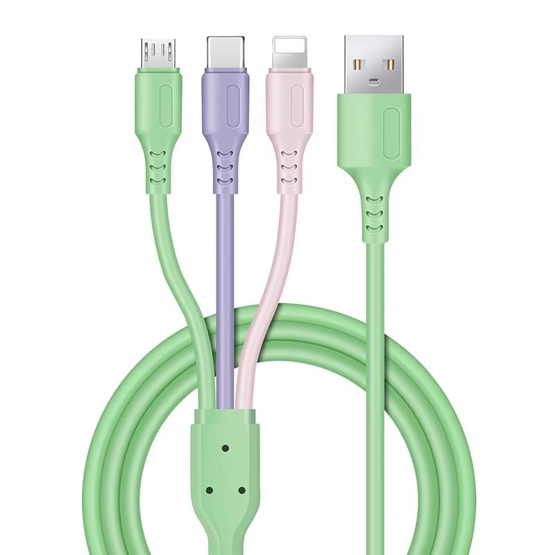 朵烨 100W快充 一拖三数据线 液态色 Type-C/Lightning/HDMI