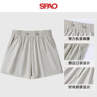 SPAO韩国同款夏季凉感短裤男女时尚简约百搭风防晒运动裤SPDK25AS02LD 浅卡其#纯色 XL