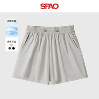 SPAO韩国同款夏季凉感短裤男女时尚简约百搭风防晒运动裤SPDK25AS02LD 浅卡其#纯色 M