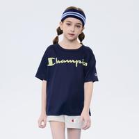 Champion 女童短袖T恤美式潮牌字母印花撞色设计夏季时尚百搭