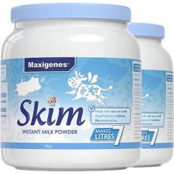 美可卓 蓝胖子脱脂中年老人青年孕妇低脂高钙牛奶粉1kg*2