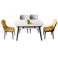 QuanU 全友 DW1059 折叠式岩板餐桌+餐椅A*2+餐椅B*2 卡门灰+橙色+灰色