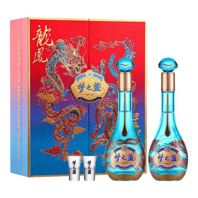 今日必买、淘金币654.73元：洋河 梦之蓝 龙凤呈祥 52度 绵柔浓香型白酒 550ml*2瓶 礼盒