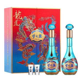 今日必买、淘金币654.73元：洋河 梦之蓝 龙凤呈祥 52度 绵柔浓香型白酒 550ml*2瓶 礼盒