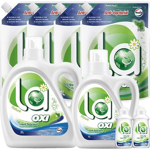 PLUS会员：威露士 有氧洗衣液 14.36斤(2L*1瓶+1L*1瓶+1L*4袋+90ml*2瓶) 松木香