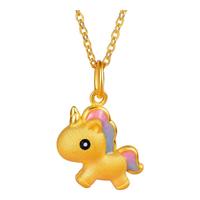 谢瑞麟(TSL)黄金吊坠3D硬金足金珐琅独角兽挂坠不含链XM801 定价类(约1g)