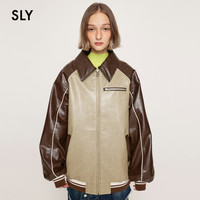 SLY 斯赖 复古美式校园风皮质夹克 030HSI30-434420