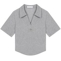 VEGA CHANG短袖T恤女2025夏新款设计感小众复古Polo领短款百搭体恤衫上衣服