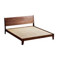 京东京造 实木床 北美黑胡桃木床头大板厚材 主卧斜靠双人床1.8×2米