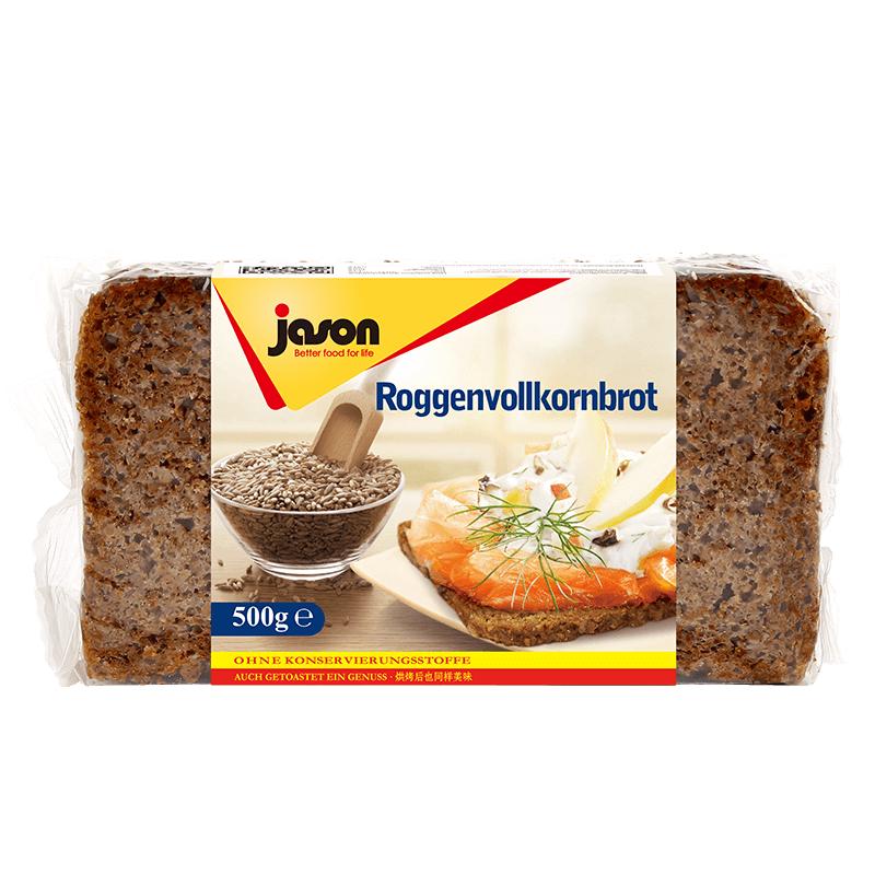 捷森（jason） 德国捷森全麦面包低脂无蔗糖轻食早餐吐司粗粮代餐 黑麦面包*2(23年11月生产） 1000g