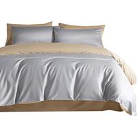 La Torretta60支抗菌A类纯棉被套单件 100%全棉单人被罩 浅灰+浅香槟 200cm*150cm 浅灰+浅香槟【全棉抗菌】 60支