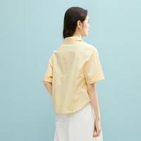 【100%棉】2025夏季简约奶油黄短袖减龄翻领衬衫女