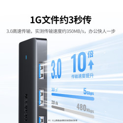 绿联 高速4口 USB3.0分线器扩展坞