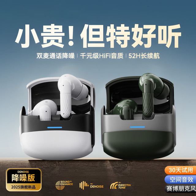 有券的上：萨勒芬妮 蓝牙耳机真无线超长续航ENC通话降噪入耳式运动跑步游戏适用苹果安卓机