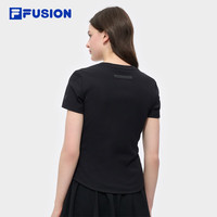 FILA FUSION斐乐潮牌女装针织短袖衫2025夏季新款时尚修身短袖T恤   165/84A/